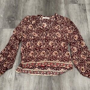 Natalie Martin Georgia Top Vintage Flowers Slate Blouse Womens S